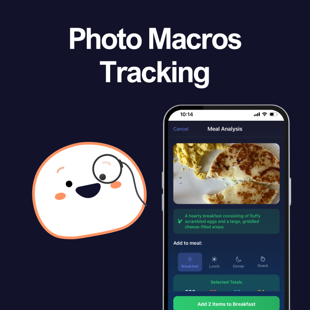 Easy photo meal scan calculates your macros protein, fat, carb, and fiber in 5 seconds